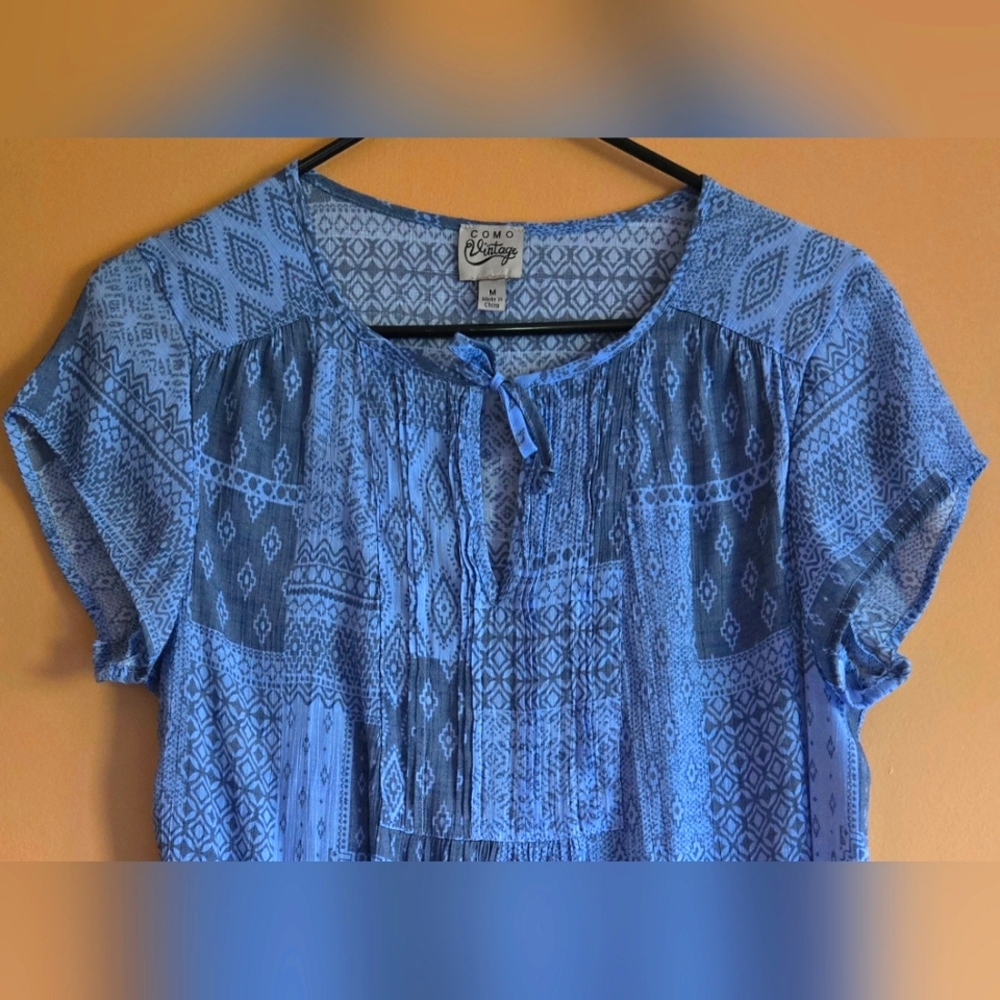 Como Vintage Boho Patchwork Top, M - image 2